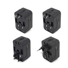 Mizh reiseadapter for hele verden alt-i-ett universell strømomformer med doble USB-porter for EU, USA, Storbritannia, Australia, svart