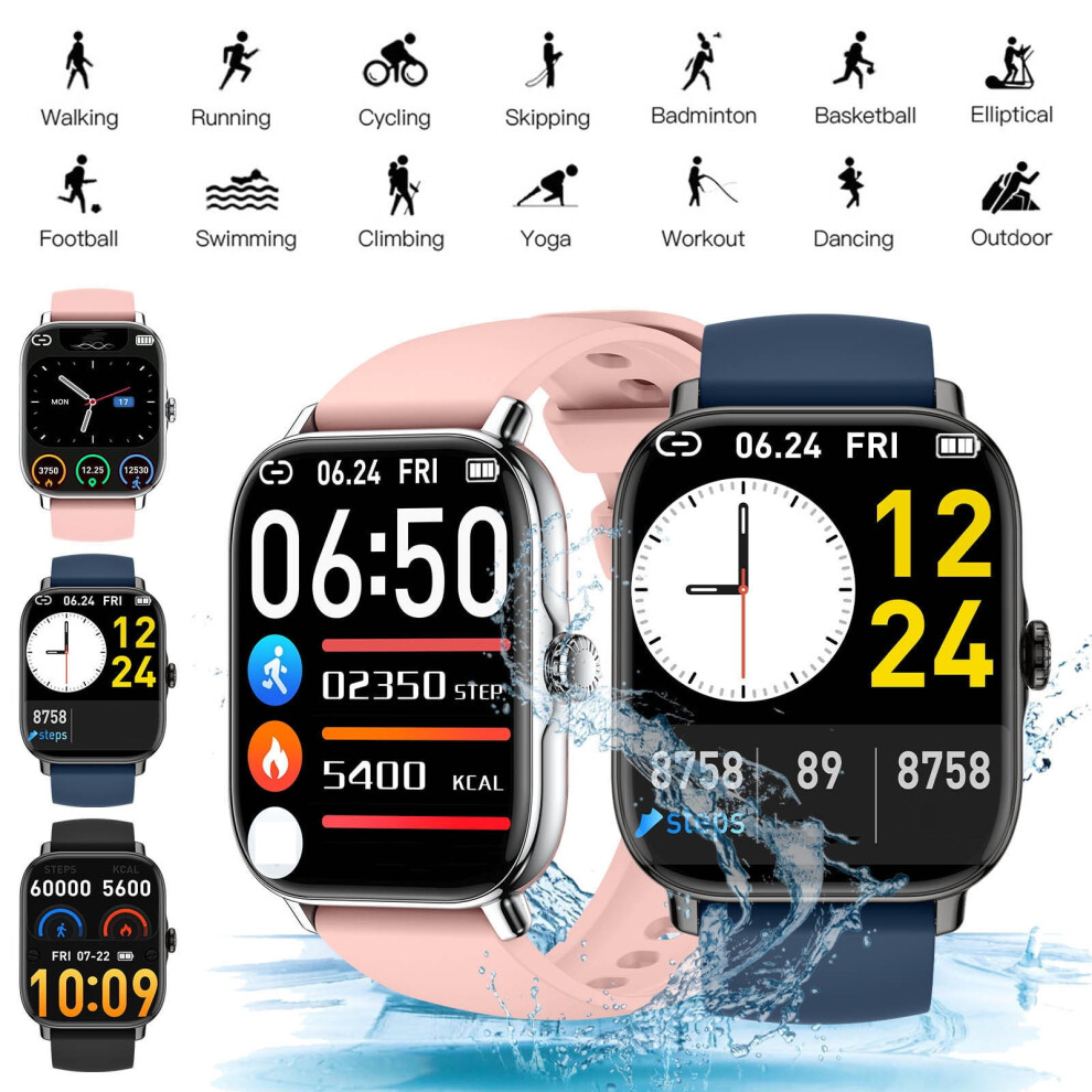 Jacenvly 2024 New Smart Watch, Compatible With Tooth Call, Music, Step Tracker, Waterproof, Blue 9083649946640