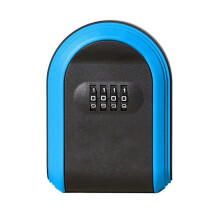 Key Safe Box Weatherproof 4 Digit Combination Outdoor Key Security Storage Case Key Lock Box Wall Mounted,Black & Blue