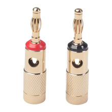 1 Pair Spiral Type Gold Plated Banana Plug Audio Connectors for Speaker Home Theater