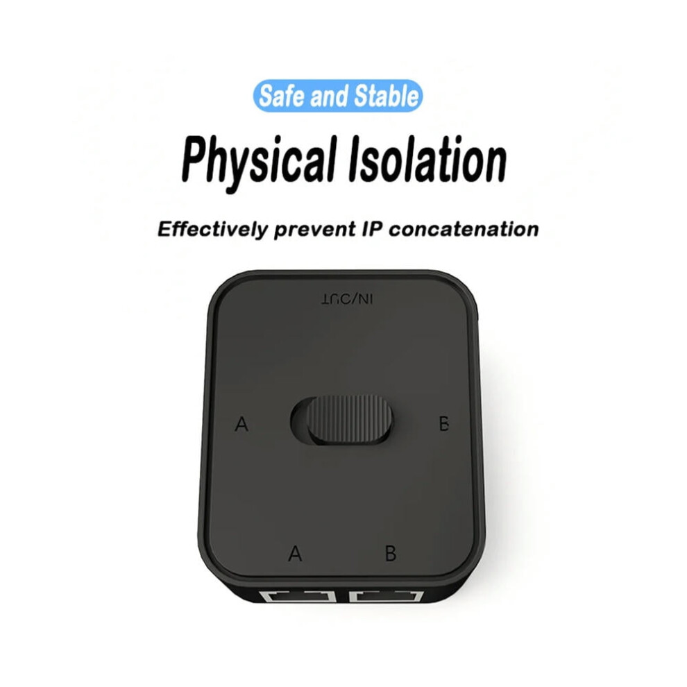 For 2 Port Gigabit Network Switch Rj45 Switch Network Splitter Cable Ext 2 Way External Network Switcher Splitter- Black 9083649948859