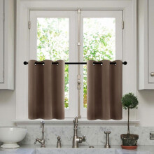 Blackout Tier Curtains 30 inch, Room Darkening Cafe Curtains for Kitchen Bathroom, Triple Weave Short Coffee Curtains, 2 Panels Grommet Top