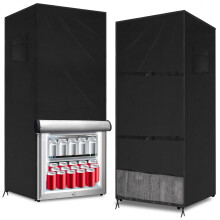 Outdoor Refrigerator Cover Waterproof Oxford Fabric Upright Freezer Protector 33x33x67 Inch Black