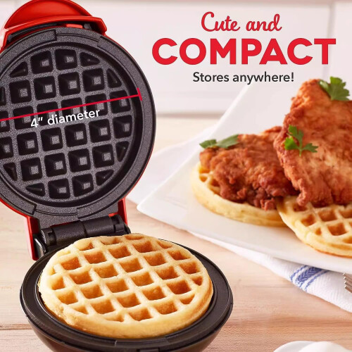 Mini Waffle Maker 220V with Indicator Light, Nonstick Surface for Pancakes, Eggs and Cookies 2