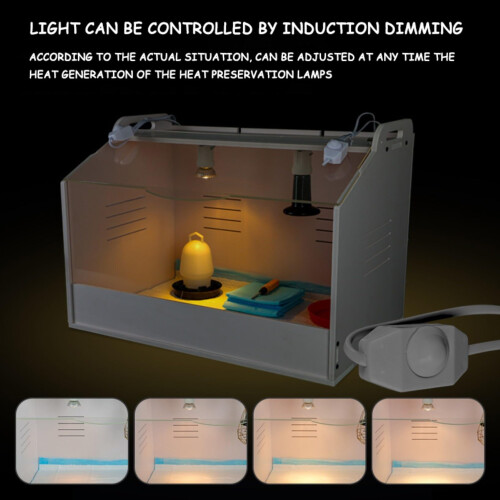 Chicken Brooder Box with Heat Lamp and Temp Controller, EasyClean PVC Chick Cage 58x40x42cm 2