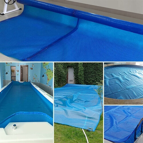 Solar Pool Cover with Grommets, Rectangular Bubble Thermal Blanket for Heat Retention, 2m x 2m 1