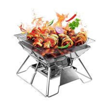 Mini Portable Folding Charcoal Grill Stainless Steel Small BBQ for Outdoor Camping Cooking