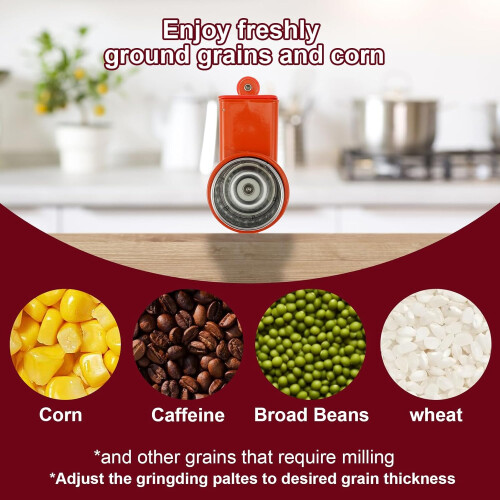 Manual Grain Mill Hand Crank Grain Grinder with Adjustable Settings Rustproof Aluminum for Home Use 2