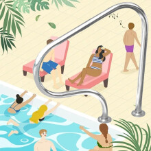 Pool Handrail 304 Stainless Steel Ergonomic Curved Grip Rustproof Stair Rail for Inground Pools