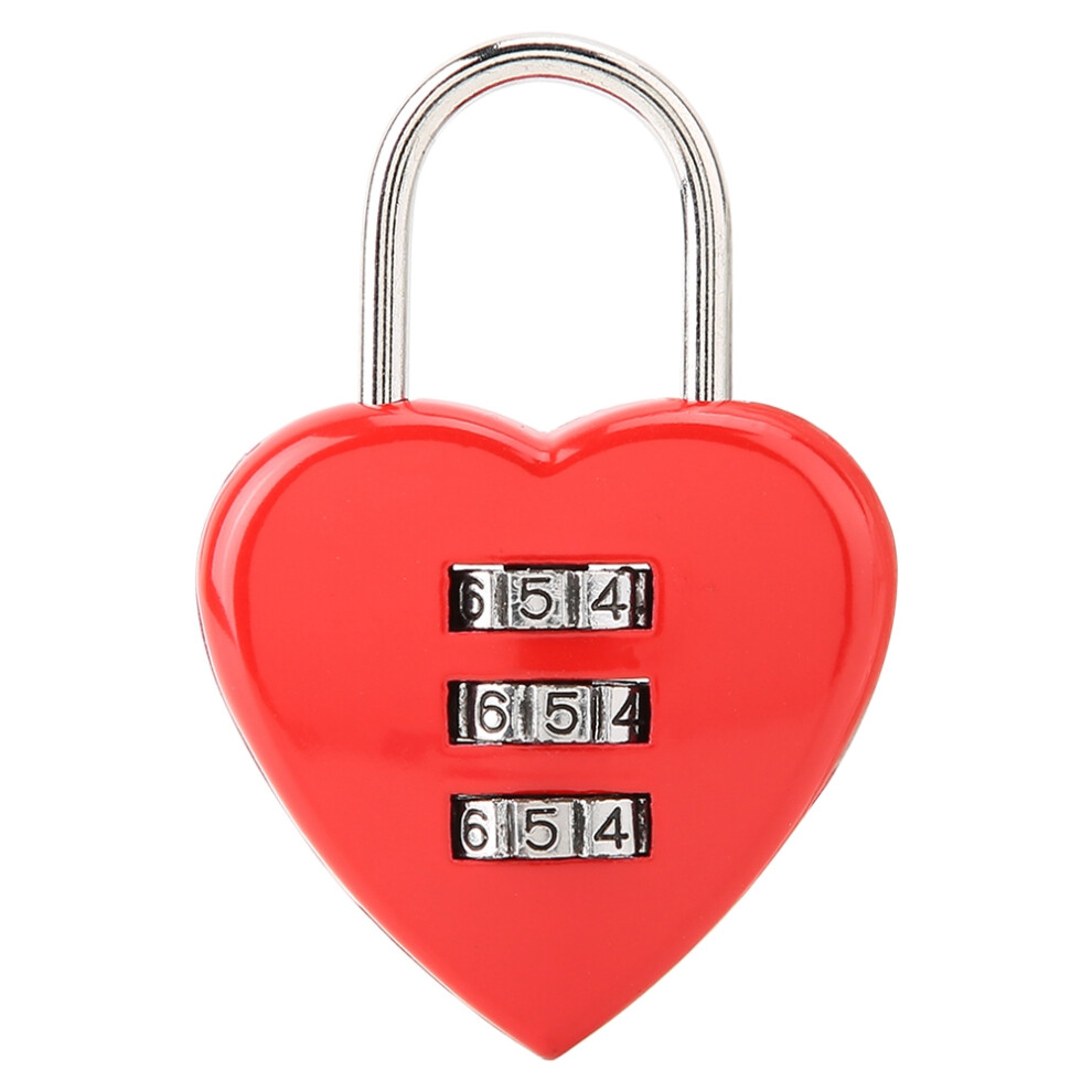 Waterproof Padlock with Heart Design 3 Digit Lock, Easy to Operate Combination Padlock for Diaries Lockers Luggage, Resettable Code Keyless Mini Lock