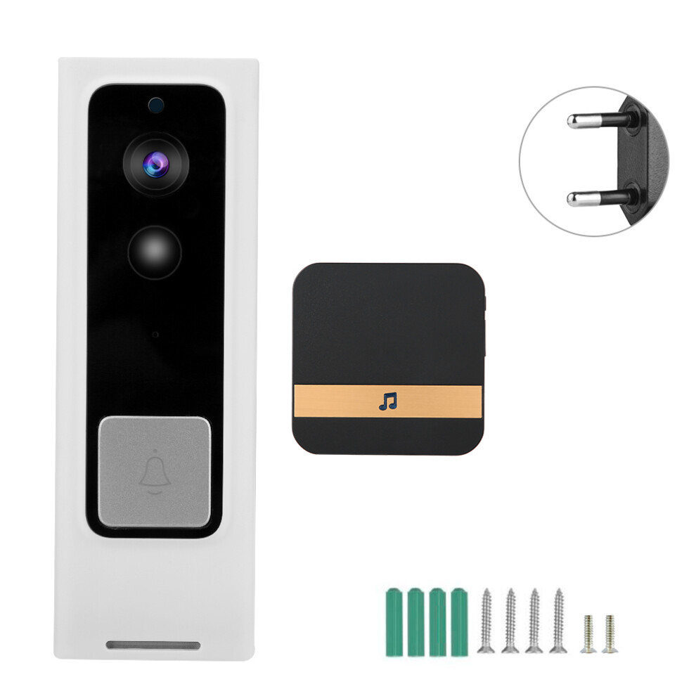 Wireless Smart Doorbell For Home Security, Hd Stream 720P With 166 Degree View Night Vision Pir Motion Detection Real Time Audio Echo Cancellation 9464372403097
