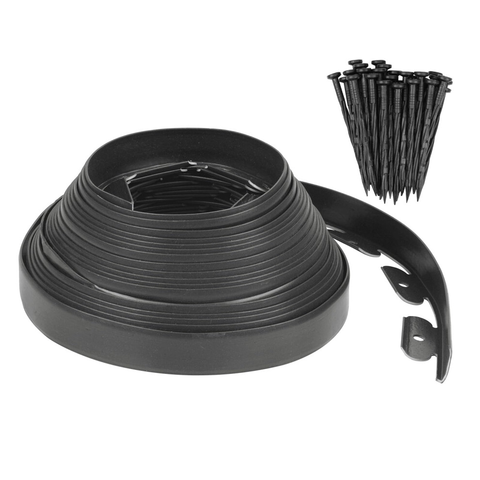 46Ft Plastic Garden Edging Border With 42 Spikes, Flexible Nodig Landscape Edge For Lawn And Flower Beds 9164114626288
