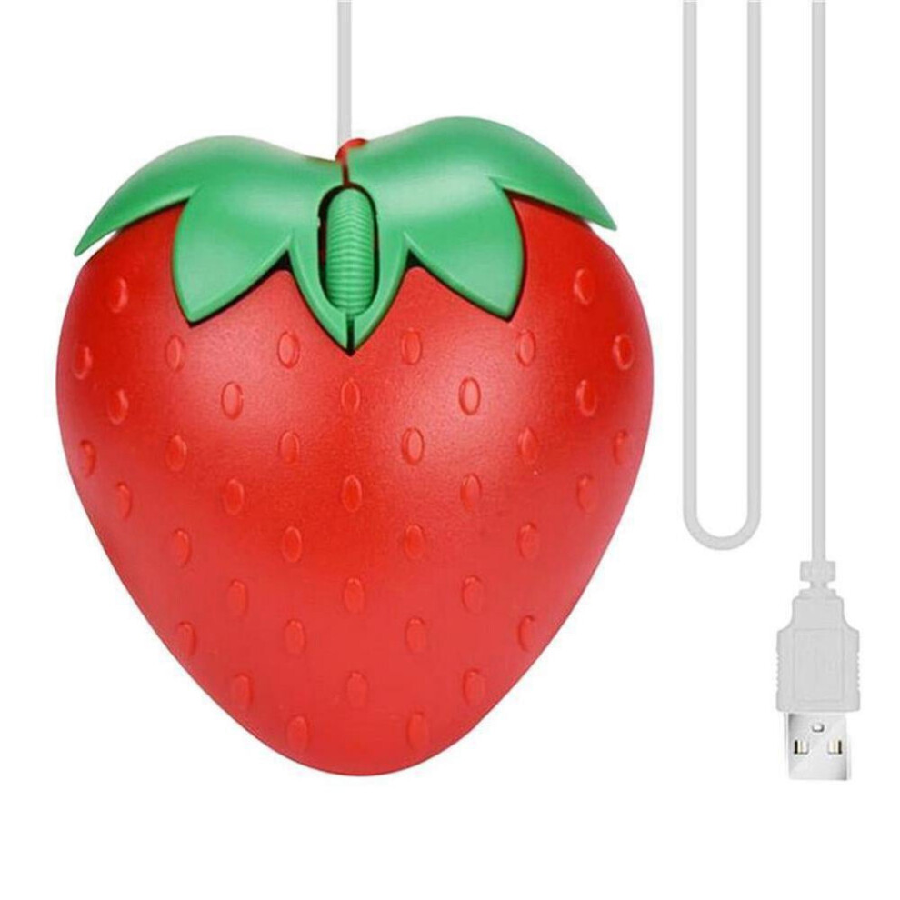 Usb Wired Mouse Cute Fruit Strawberry Shape Wired Mouse Portable Mini Optical Mice Computer Mouse For Laptop Desktop Pc 9395123874241