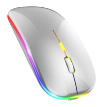 Draadloze optische muis met dubbele modus, Bluetooth, oplaadbaar, stil, met achtergrondverlichting, mini ultradun, USB 2.4G, geschikt voor computer,