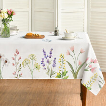 Sm: )e Blomstrende blomsterduk med ville blomster, vårduk, 60x104, rektangulært sesongduk, polyesterstoff