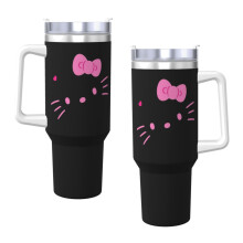 Hello_Kitty40Oz Tumbler s rukojetí a brčkem, izolovaný hrnek z nerezové oceli, láhev na vodu, cestovní hrnek, držák na pohár, dárky