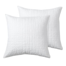 Levtex Home - Melange Stitch - Euro Sham -2 kpl:n setti - Yksivärisillä tikkauksilla - Valkoinen - (66x66 tuumaa) - Polyesteri-puuvillasekoite