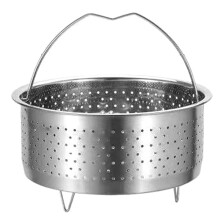 Cesta vaporera de acero inoxidable para arrocera instantánea con asa y presión