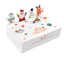 Kreslený vianočný papier s viečkom, 3D vertikálny snehuliak, Santa Claus, skladací papier so sobmi, roztomilý skladací papier na jedlo
