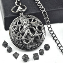 Mini DND Dice Set with Pocket Watch Case, 7 Pcs Polyhedral Metal Dice Perfect for Dungeons and Dragons Gifts, MTG, R