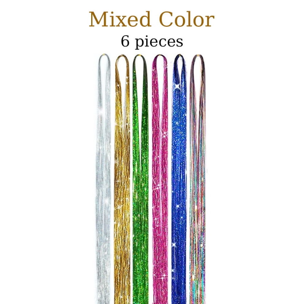 Unisex 48 Inch Hair Tinsel Kit With Tool 1200 Strands Tinsel Hair Extensions 12 Colors Fairy Hair Tinsel Sparkling Shiny Hair Tinsel