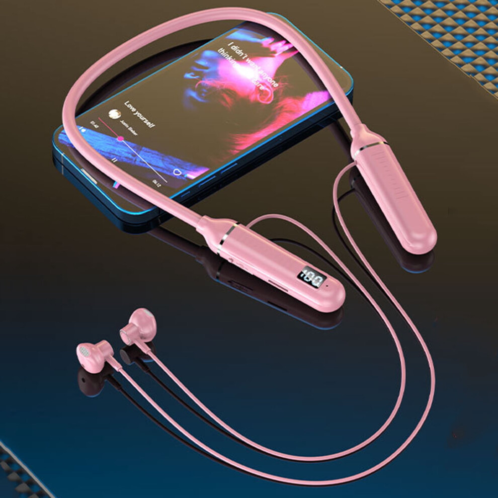 Susuchens Bluetooth 5.3 Wireless Earphones, Compatible With Iphone Samsung, Led Display Neckband Headset, Waterproof Sweatproof Stereo Sport Earbuds, 9395123968636
