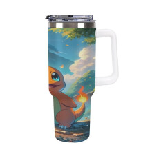 Tazza da viaggio Charmander di grande capacità, tazza da caffè da 40 oz con cannuccia, tazza termica in acciaio inossidabile.