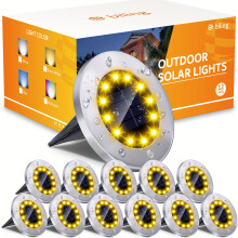 Conjunto de 12 Luminárias Solares de Chão Brilhantes - 12 LEDs, Liga/Desliga Automático, À Prova D'Água, Eficientes em Energia para Quintal,