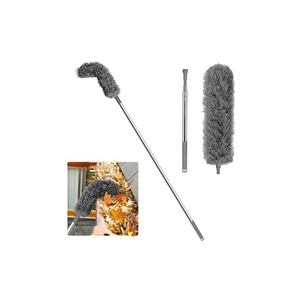 Gutter Cleaning Brush Roofing Tool With 8.2Ft Extendable Telescopic Pole Easy To Remove Leaf Cleaning Tool, Gray 9395123971995