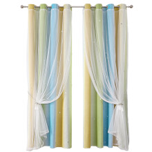 Double Blackout Curtains with Thermal Insulation, Compatible with Princess Theme, for Daughter's Bedroom Windows, Seamless Installation with Metal