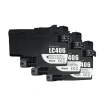 Kompatibilní inkoustová kazeta LC406LC406Black pro tiskárnu Brother MFC-J4335DW, MFC-J4345DW, MFC-J4535DW XL (3 černé)
