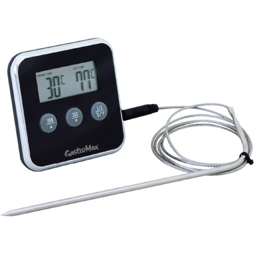 Haushaltsthermometer/Ofenthermometer mit Timer, digital, Gastromax Schwarz