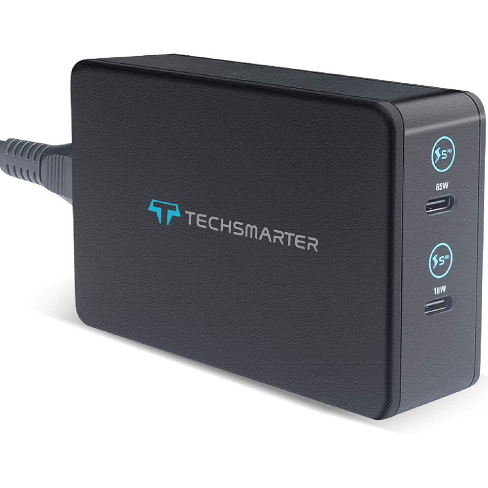 2-Port Dual Usb C Pd 65W And 18W Desktop Wall Charger. Compatible With Macbook, Compatible With Ipad, Compatible With Iphone 13, 12, 11, X, 9395123090870