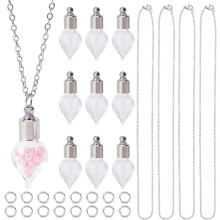 DIY Perfume Bottle Necklace Making Kit Including Glass Bottle Pendant 304 Stainless Steel Chain Necklace Stainless Steel Color 20Pcs/box