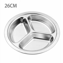 YaFex-goods, 3dílné talíře, nerezová ocel bez BPA, kulatý dělený talíř o průměru 22/24/26 cm