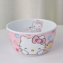 Novo conjunto de tigela e prato com estampa de gatinho, feito de melamina, ideal para uso doméstico, infantil, com design fofo, resistente a