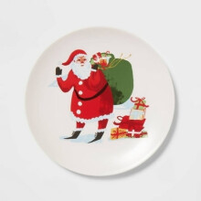 Sada 4 kameninových talířů na předkrmy Santa Claus, 7,5", červená/bílá - Threshold