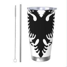 Albania 20oz Tumbler, Edelstahl-Vakuumisolierter Kaffeebecher für unterwegs, Thermobecher mit Deckel für unterwegs
