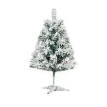 3ft Pre-Lit Artificial Christmas Tree, Flocked Layered Spruce Xmas Tree with Foldable Metal Stand for Home, Office, Party Decoration, Easy Assembly