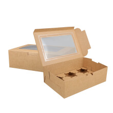 Toyvian10pcs Kraft Paper Cupcake Boxes, 6-Cavity Eco-Friendly Muffin Containers, Compatible with Baking & Gift Packaging