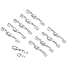 20 Sets Messing-Karabinerverschlüsse, Faltkappen, Crimp-Endkappen für die Schmuckherstellung, Silber