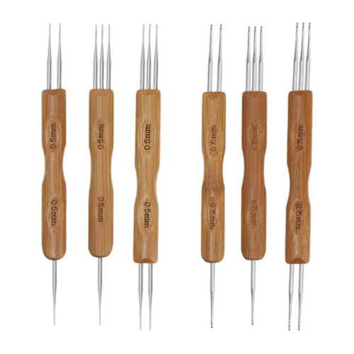 Βελονάκι Dreadlock για μαλλιά (0.5mm; 0.75mm) Βελονάκι με λαβή από μπαμπού, ατσάλινο 1