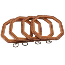 Conjunto de 4 bastidores octogonais para bordado, imitação de madeira, para exibição, artesanato, costura e decoração.