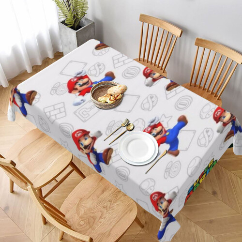 Mario Rectangular Tablecloth Water Resistance Antiwrinkle Spillproof Soft Fabric Table Cloth 60"X90"