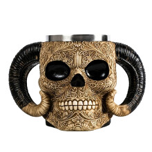 Glass&Bottle Stainless Steel Doubl Handle Beer Cup Creative Resin Beer Cup 5 Different Of Skeleton Wine Glasses,For Men Father'S Day Gifts