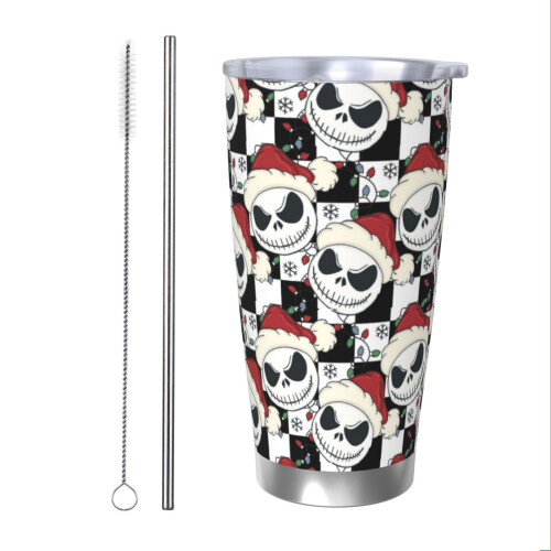 Ποτήρι Cartoon The Nightmare Before Christmas 20oz με καπάκι, από ανοξείδωτο ατσάλι για ζεστά/κρύα