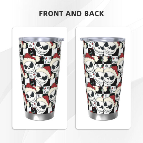 Ποτήρι Cartoon The Nightmare Before Christmas 20oz με καπάκι, από ανοξείδωτο ατσάλι για ζεστά/κρύα 2