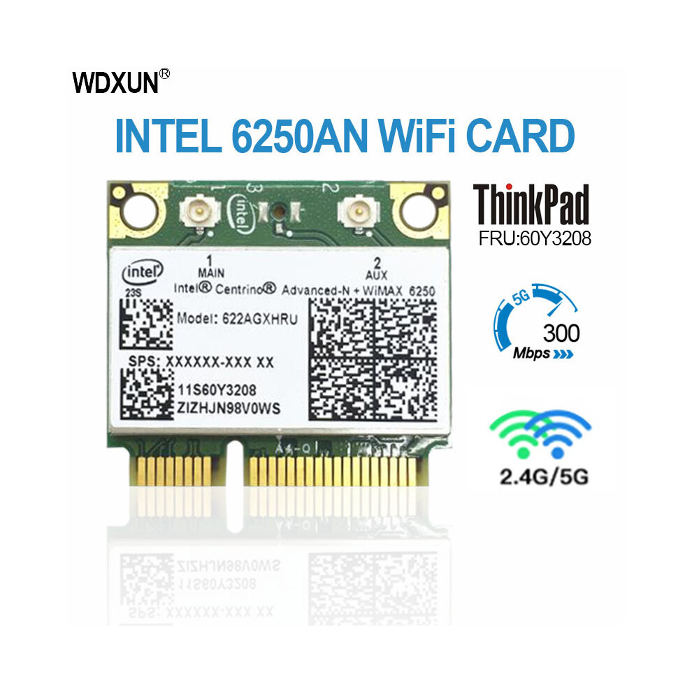 Wireless Wifi Card 622Anxhmw 6250An 300Mbps 2.4G & 5G Wifi Adapter For Compatible With Lenovo/Thinkpad Intel Origined-N 6250 Anx Fru 60Y3195 9395123312712