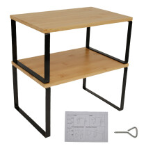 FUYGRCJ 2Pcs Expandable Cabinet Shelf, Stackable Storage Organizer, Adjustable Space-Saving Countertop Shelf for Kitchen, Pantry, Compatible with