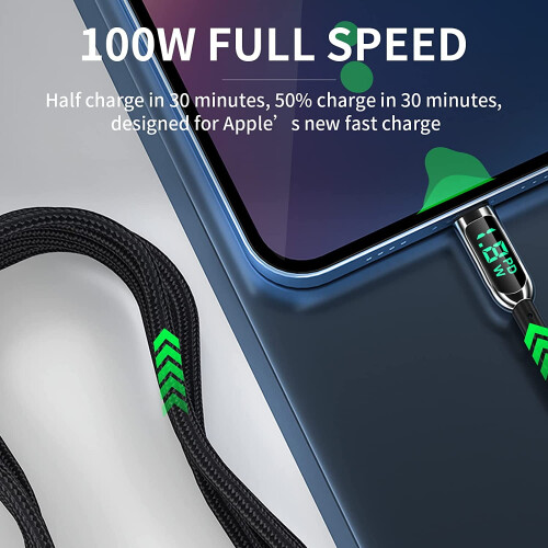 Καλώδιο USB C σε Lightning, καλώδιο φόρτισης και συγχρονισμού 10 ποδιών με οθόνη LED 2